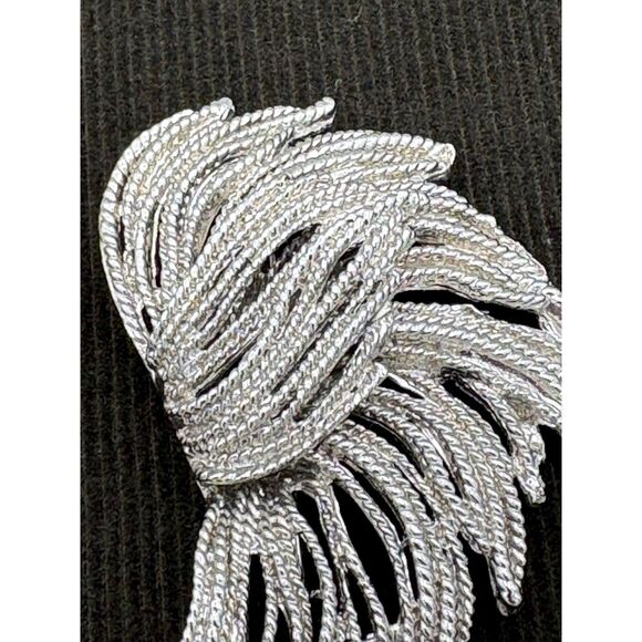 Large Vintage Silver Tone Draped Rope Statement Brooch 1950s - Picture 3 of 4